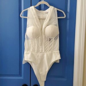 Asilio White Sheer Bodysuit